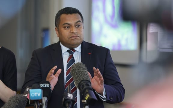 Civil Defence Minister Kris Faafoi making the announcement.