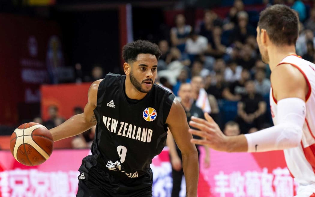 Corey Webster in the Tall Blacks' match against Montenegro