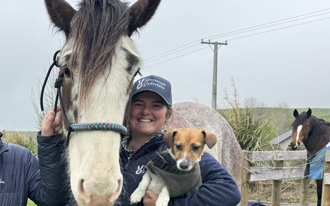 Cate Smith and Maisie with 4-year-old Basil