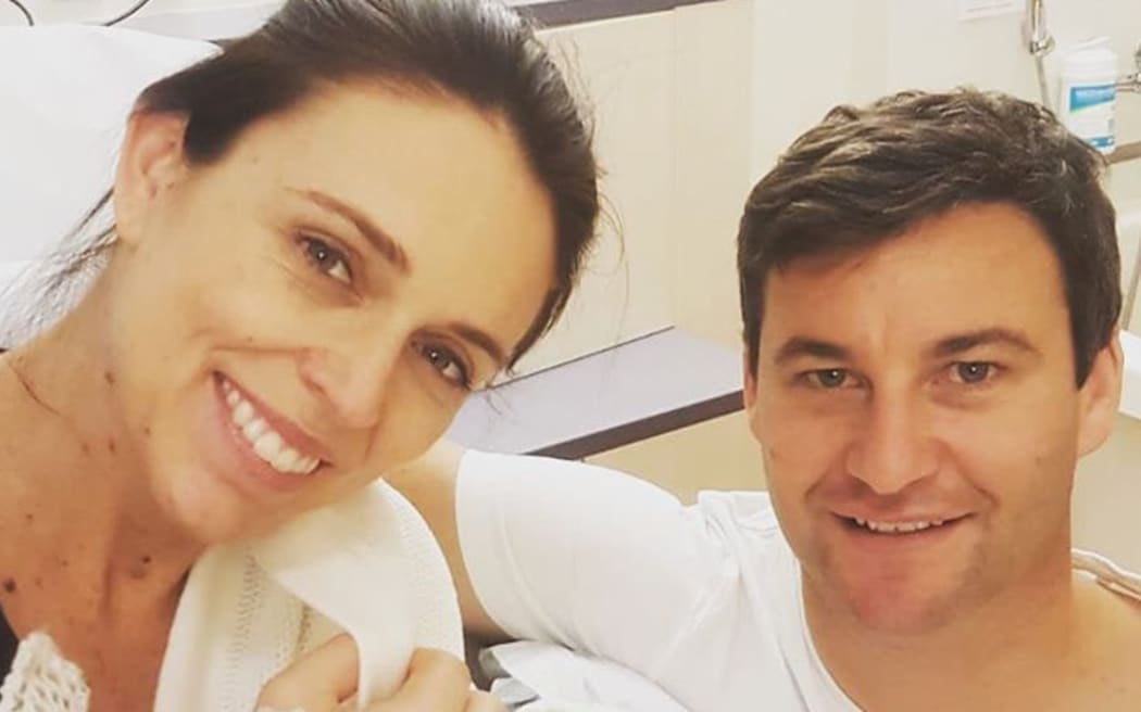 Prime Minister Jacinda Ardern and partner Clarke Gayford with their new baby.
