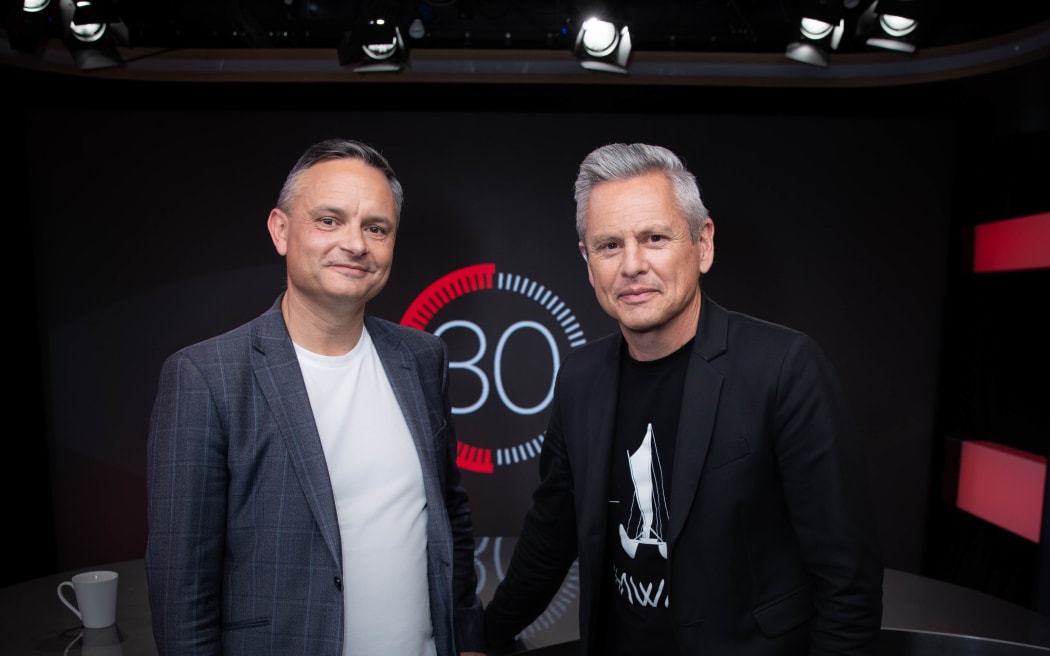 James Shaw in studio with Guyon Espiner