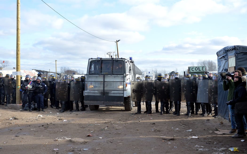 French police helping clear the southern part of the camp.