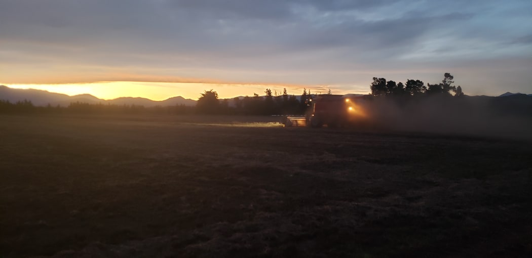 Harvesting in autumn dusk Canterbury