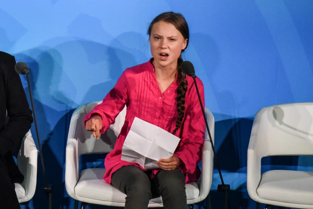 Youth activist Greta Thunberg speaks at the Climate Action Summit at the United Nations.