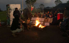 Ihumātao on Tuesday morning after police numbers boosted on Monday night.
