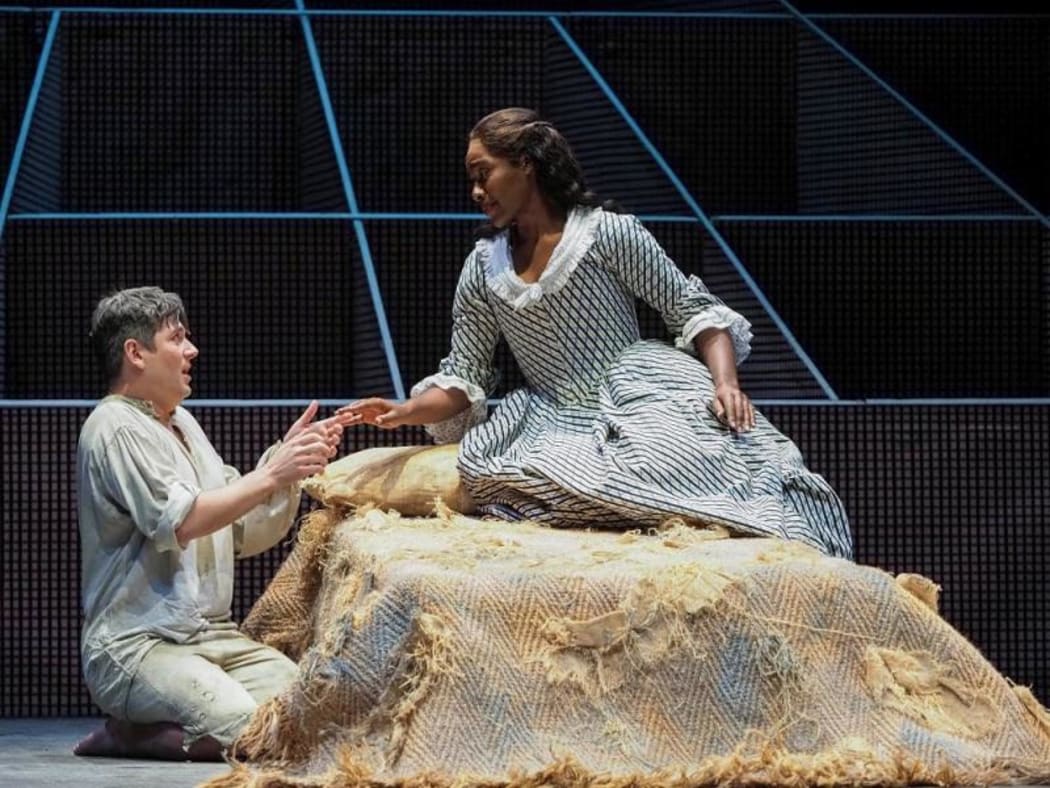 Frederick Jones as Tom Rakewell with Nardus Williams as Ann Truelove in The Rake’s Progress. Glyndebourne On Tour
