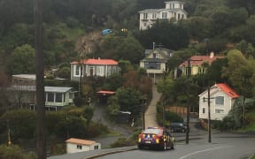 The slip at Ravenswood Road, St Clair, Dunedin.