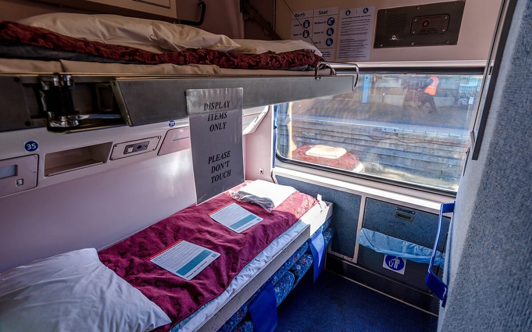 Melbourne to Sydney sleeper train cabin.