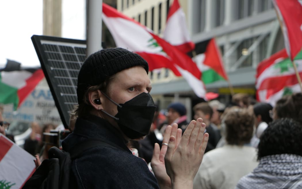 Palestine protest in Wellington CBD