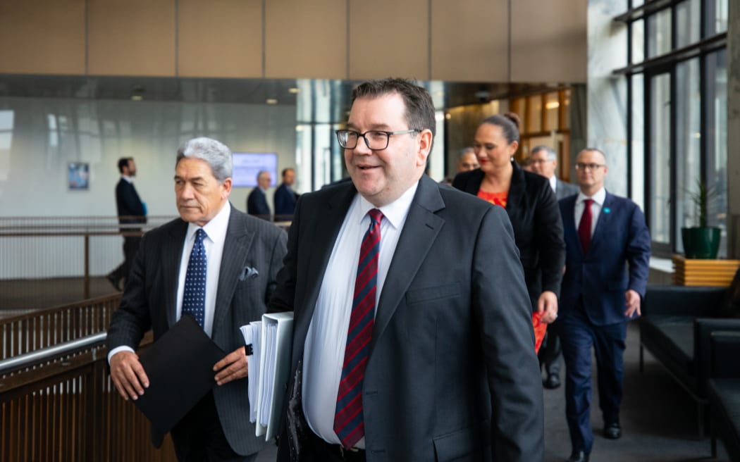 Minister of Finance Grant Robertson and Deputy Prime Minister Winston Peters on Budget day.