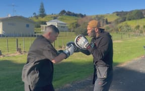An image of Jon Paul, or JP, sparring with a partner.