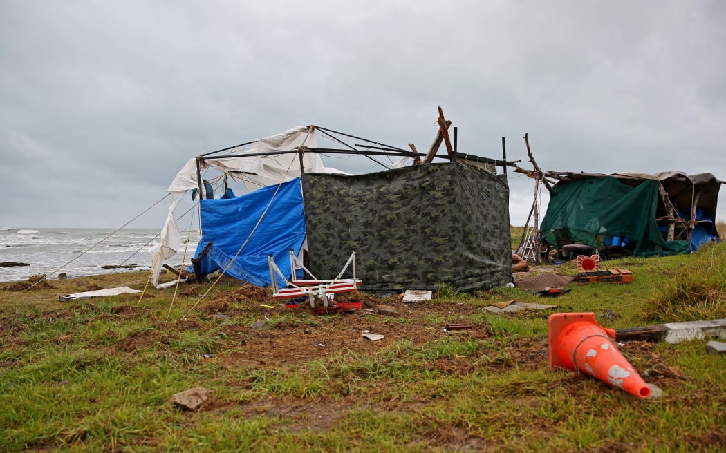 What's left of a ravished camp site north of Gisborne.