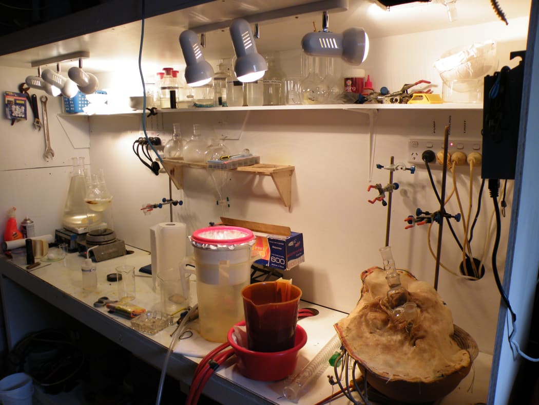 One of the most professional clan labs Detective Sergeant Rhys Wilson has ever seen. This clan lab was set up in a family's garage.
