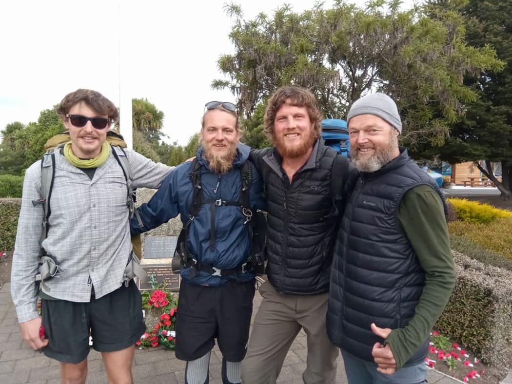 Bruce and The Boys of Te Araroa in Te Anau. Beards are optional but encouraged.