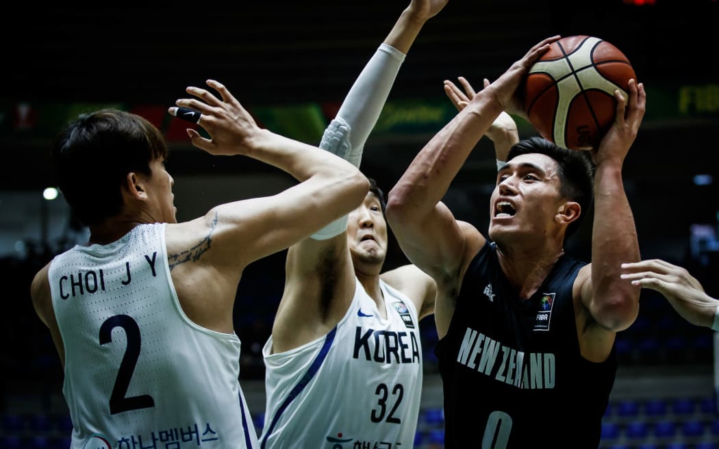 Tall Black Reuben Te Rangi in action against South Korea during the FIBA Asia Cup in August.