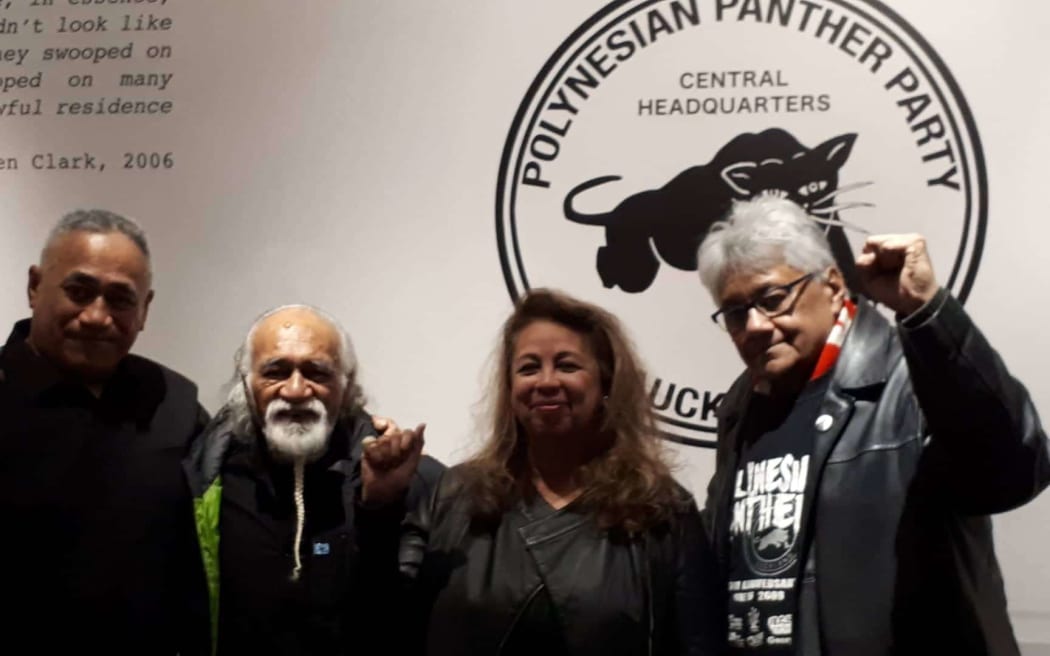 Four of the founding Polynesian Panthers at Pataka on Thursday, from left to right, Alec Toleafoa, Tigilau Ness, Melan Anae, and Will Ilolahia.