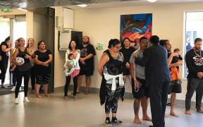 French Polynesia's vice president Teva Rohfritsch is received by Maori at the invitation of former NZ politician Tukoroirangi Morgan