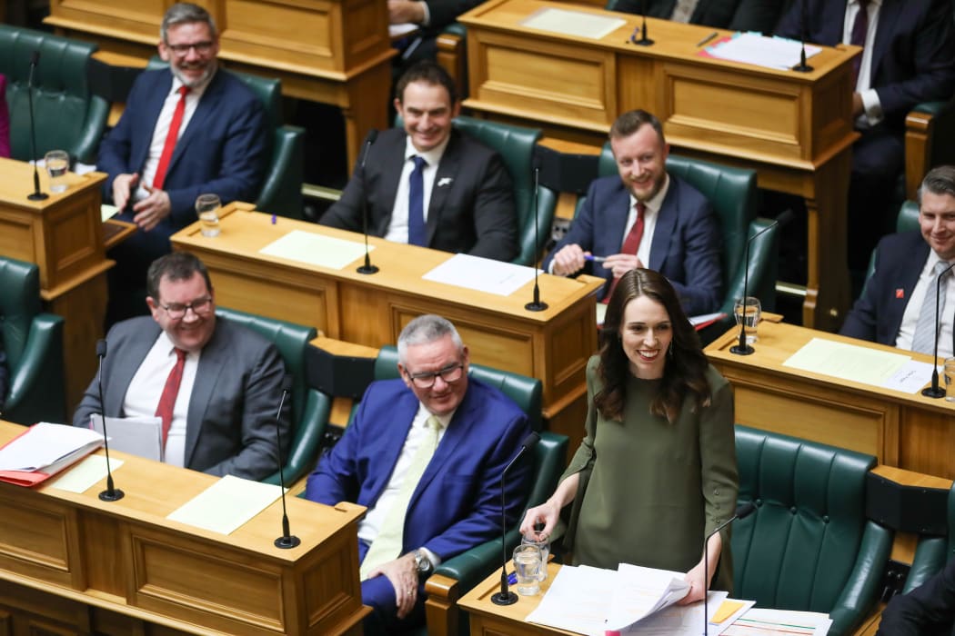 Prime Minister Jacinda Ardern answers questions in the House opposite the recently appointed leader of the Opposition Judith Collins