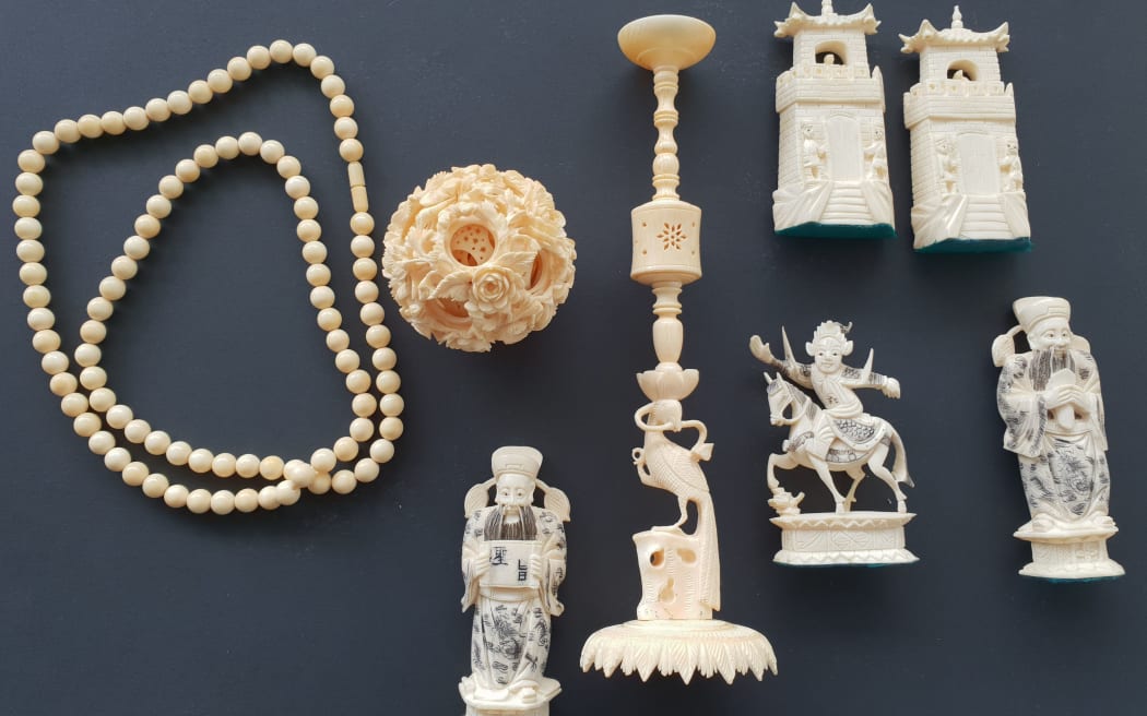 Ivory objects seized at border by Convention on International Trade of Endangered Species of Wild Fauna and Flora (CITES) officers.