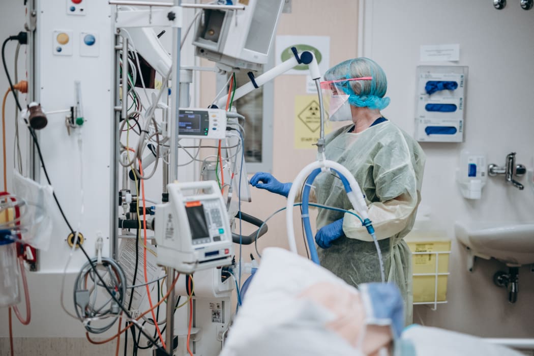Health workers take part in ICU training for Covid-19 at Hutt Hospital.