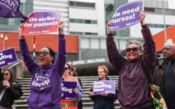 Nurses and supporters on strike in Wellington on September 2.