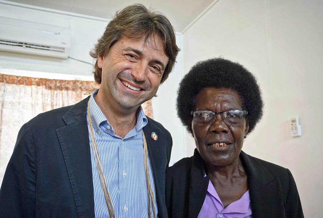 UN co-ordinator in PNG Gianluca Rampolla with Bougainville MP Josephine Getsi