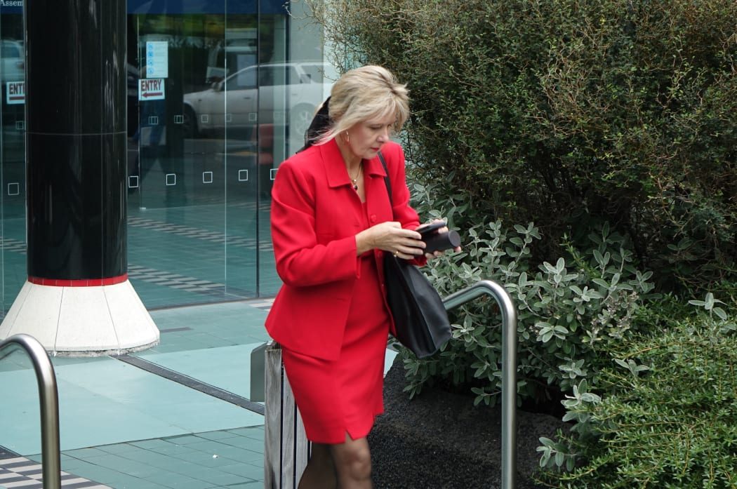 Mrs Hagaman leaving court