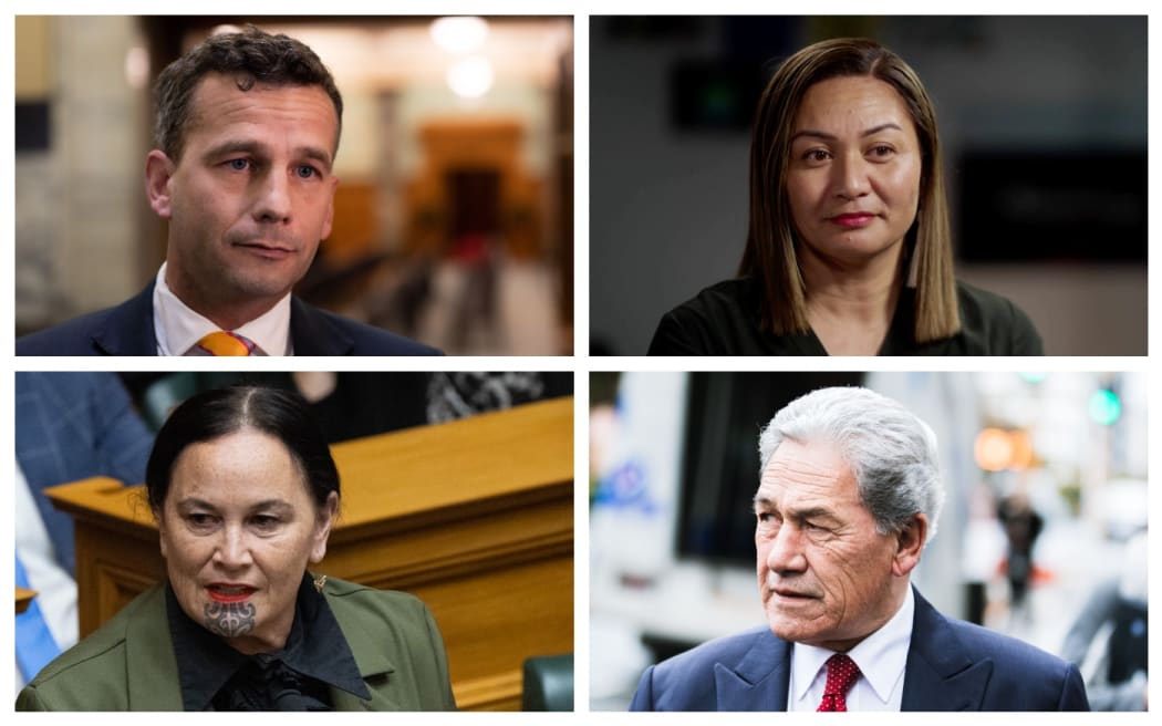 David Seymour, Marama Davidson, Winston Peters and Debbie Ngarewa -Packer - foursome for TV3's minor parties debate