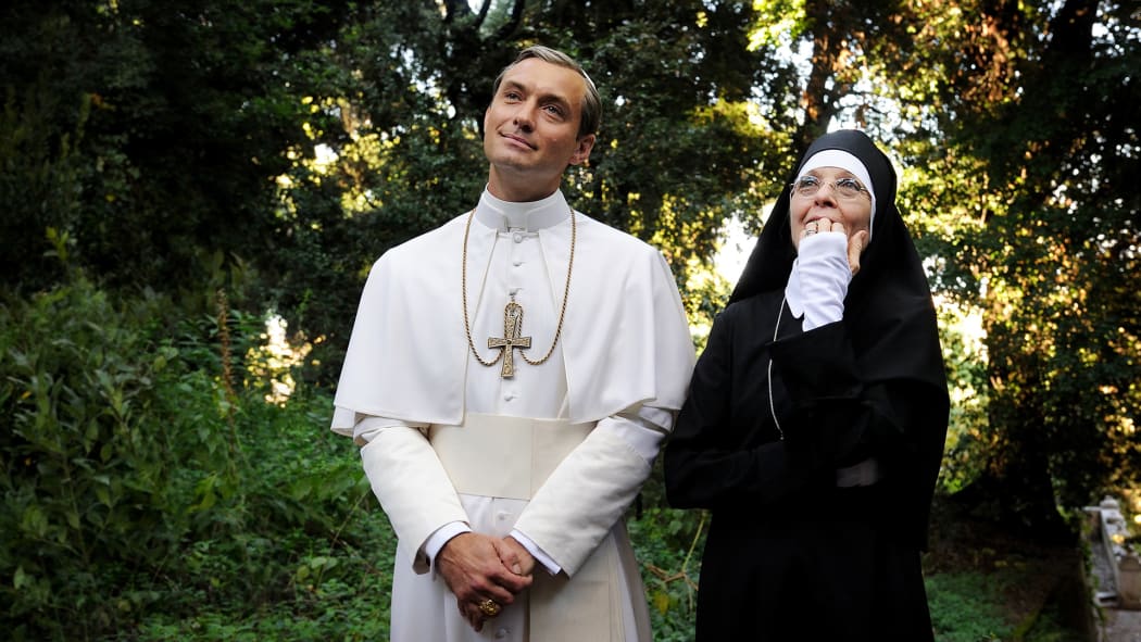 Jude Law and Diane Keaton contemplate creation (or mischief) in The Young Pope.
