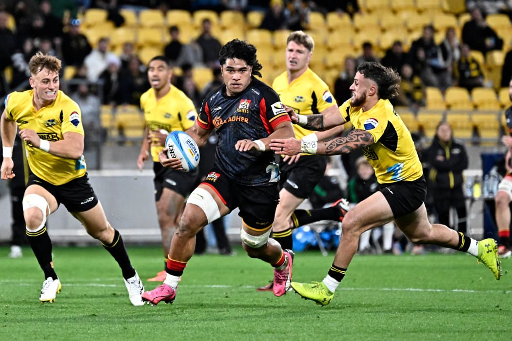Chiefs forward Wallace Sititi in action during their Super Rugby Pacific semi-final against the Hurricanes.
