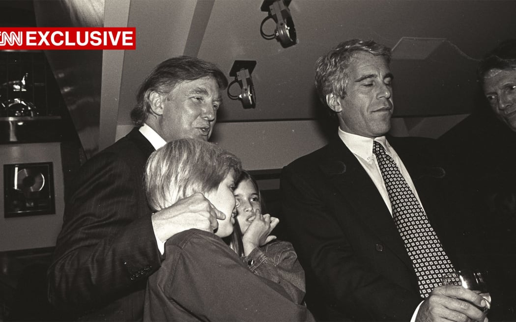 Donald Trump and his kids, Eric and Ivanka Trump, are seen with Jeffrey Epstein at the Harley Davidson Cafe opening in New York in 1993.