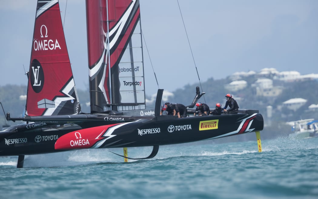 Emirates Team New Zealand skippered by Peter Burling at the 35th America's Cup on Monday 29 May.
