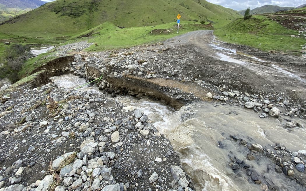A washout on the Awatere Valley Road, Marlborough