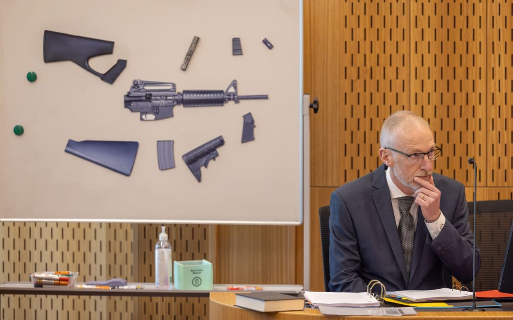 Expert witness Michael McIlraith appears during the latest phase of the coronial inquest into the March 2019 terror attack in Christchurch, New Zealand.