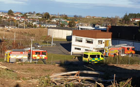 Emergency services at Dunedin's water treatment plant after a flouride spill.