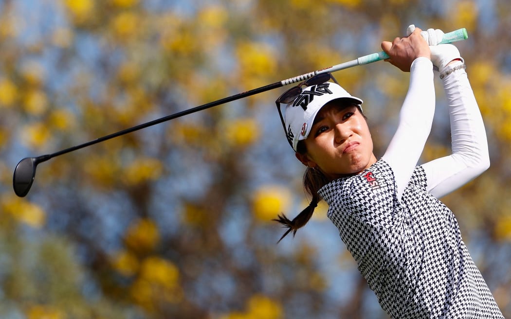 Lydia Ko of New Zealand plays a tee shot on the 14th hole during the final round of the LPGA LOTTE Championship Kapolei, Hawaii.