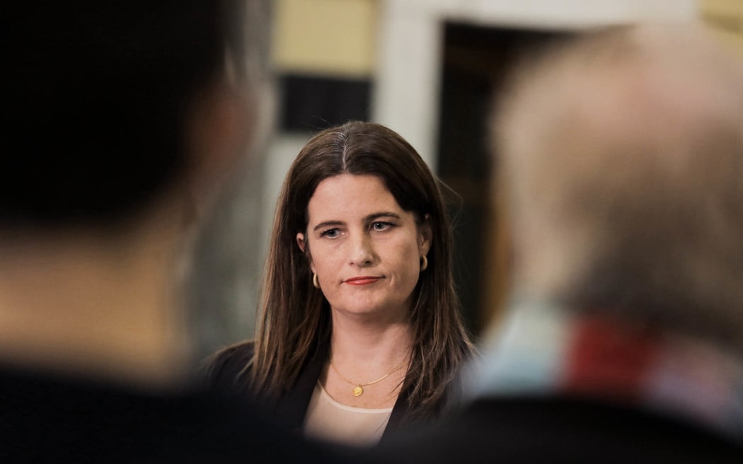 Finance Minister Nicola Willis speaking to reporters on 14 August 2024 after the Reserve Bank's announcement that it would cut the cash rate by 25 basis points.