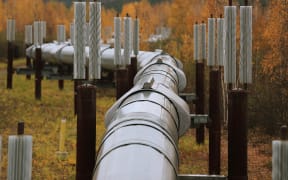 part of the Trans Alaska Pipeline System is seen on September 17, 2019 in Fairbanks, Alaska.