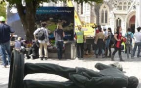 fallen statue