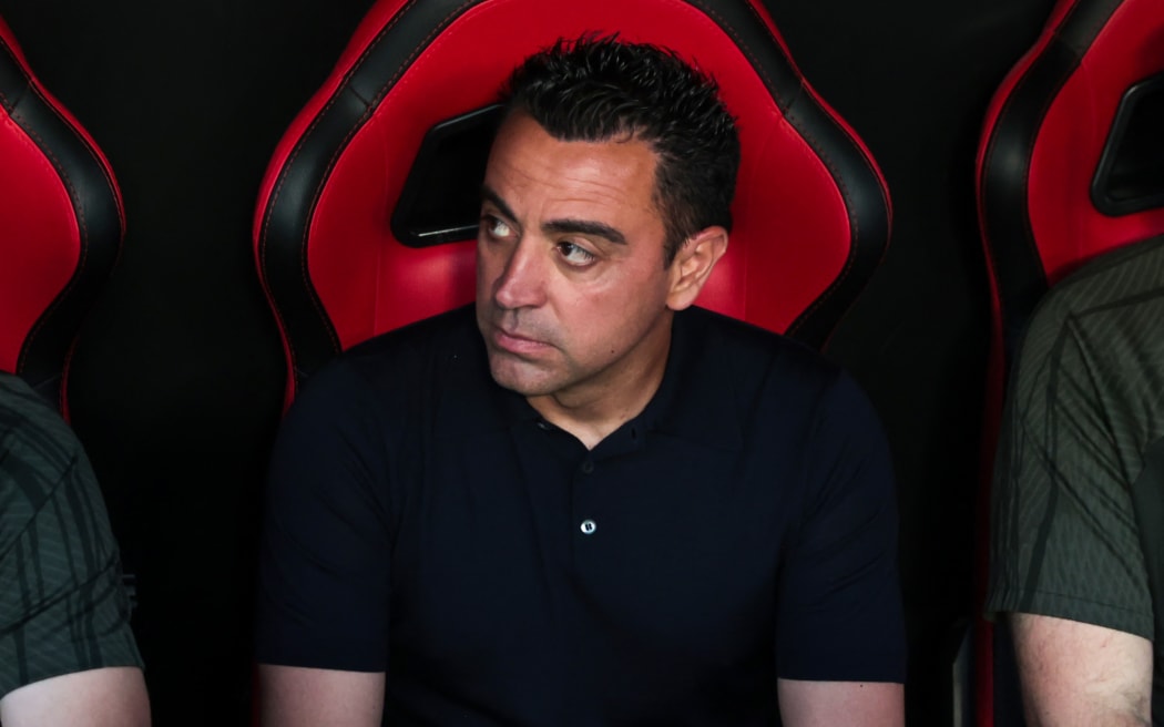 Xavi Hernandez, head coach of FC Barcelona, is attending the La Liga EA Sports match between Sevilla FC and FC Barcelona at Ramon Sanchez Pizjuan in Seville, Spain, on May 26, 2024. (Photo by Jose Luis Contreras/Dax Images) (Photo by DAX Images/NurPhoto) (Photo by DAX Images / NurPhoto / NurPhoto via AFP)