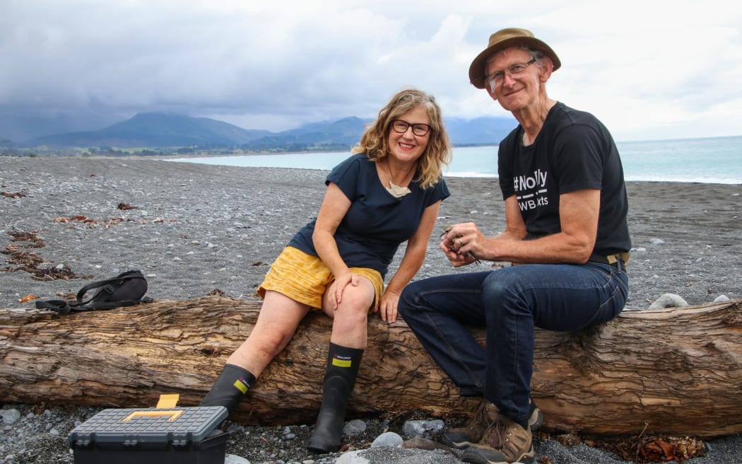 Ailsa McGilvary-Howard (left) and Ted Howard are well-known for their conservation of Kaikōura sea birds. Photo: Supplied