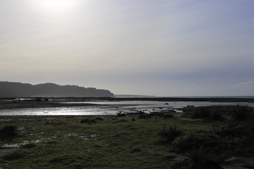 The Karakatūwhero River mouth, just west of the airstrip, where Te Rimu Trust proposed to build a barging port facility.