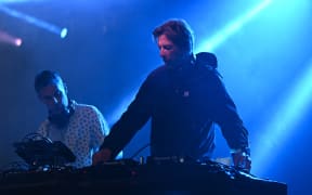English electronic music duo Groove Armada perform on the Glade stage on the fifth day of the Glastonbury festival at Worthy Farm.