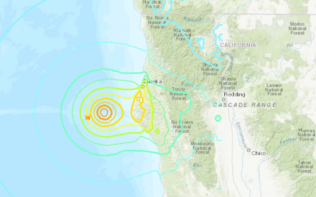 USGS map of the quake in northern California.