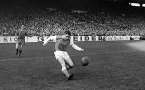 French footballer Raymond Kopa in action in 1960.