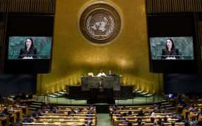 Prime Minister of New Zealand Jacinda Ardern speaks during the 74th session of the United Nations General Assembly on September 24, 2019 at the United Nations Headquarters in New York City.