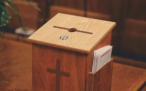 A giving box at a church.