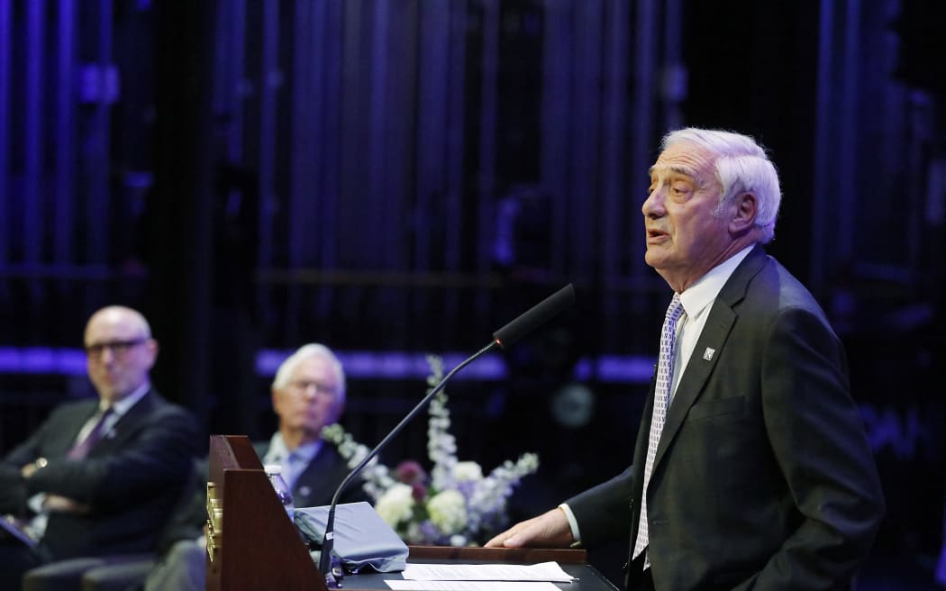 Professor Joel Mokyr speaks during a press conference after being awarded with the Nobel prize in economics.