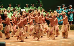 Dancers at the 51st anniversary of self-governance with the annual Constitution Day ceremony at the National Auditorium on main island Rarotonga.