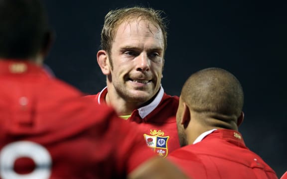Alun Wyn Jones looks on during the match.
